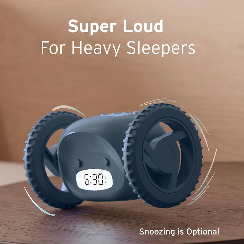 CLOCKY Extra Loud Alarm Clock for Heavy Sleepers on Wheels Rolls Runs Away Vibrating, Easy to Set Super Smart Snooze Digital Bed Shaker Alarm Clock Funny Gift for Adults Kids Teens Bedrooms (Slate) - Image 2