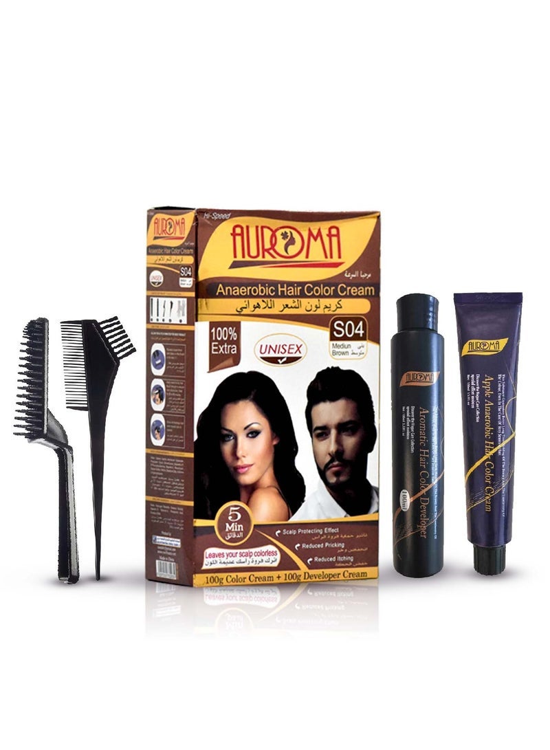 AUROMA لون شعر أوروما خالي من الأمونيا S04 بني متوسط - Image 1