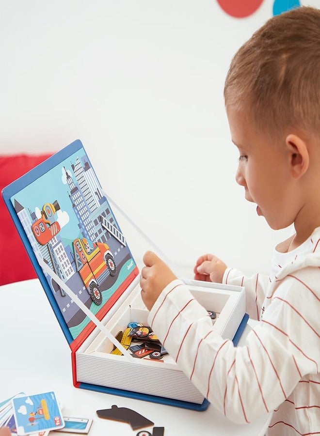 Janod - Magnéti'Book Firefighters - Magnetic Educational Game 60 Magnets + 18 Models - Children's Toy Made of Cardboard - Develops Dexterity and Creativity - Suitable for Ages 3 and Above - Image 2