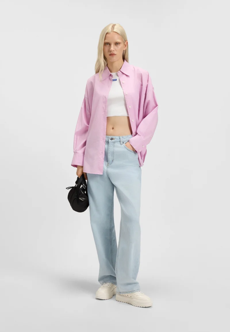 HUGO Relaxed-fit jeans in blue denim