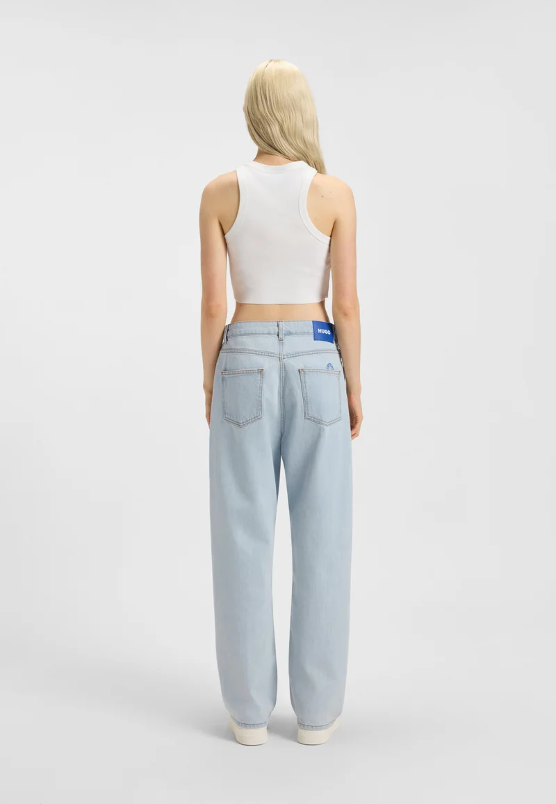 HUGO Relaxed-fit jeans in blue denim