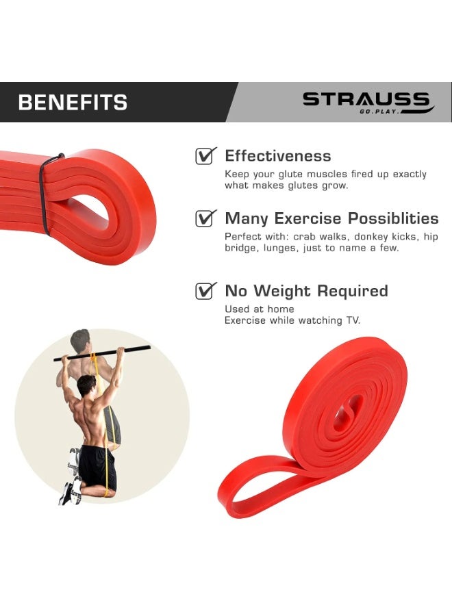 STRAUSS Strong Red 22kg Resistance Band – Strength and Toning Body Exercises - Image 4
