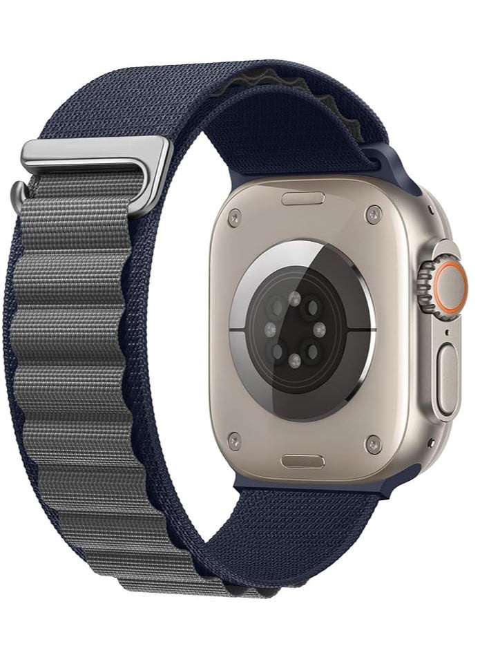 Tin Tech Compatible with Apple Watch Series Ultra/Ultra 2 Band 49mm, 45mm, 44mm, 42mm, Nylon Sport Loop Band for Apple Watch Ultra/SE 1/2/3/4/5/6/7/8,– Navy grey
