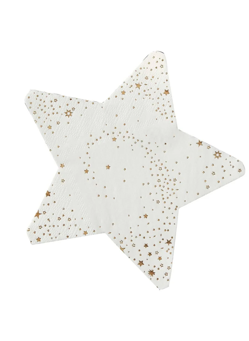 Ginger Ray Paper Napkins - Star Shaped - Gold Foiled