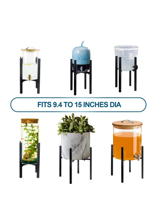 KCGANI Black Adjustable Metal Beverage Drink Dispensers Stand, Water Crock Stand Fits 9.4 To 15 Inches Dia Of Glass Jar Or Bottle Jug, Strong Metal Rack Base For Water Filter, Flower Pot, Plants  - Image 3