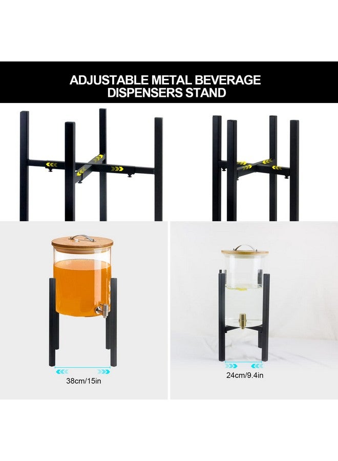 KCGANI Black Adjustable Metal Beverage Drink Dispensers Stand, Water Crock Stand Fits 9.4 To 15 Inches Dia Of Glass Jar Or Bottle Jug, Strong Metal Rack Base For Water Filter, Flower Pot, Plants  - Image 4