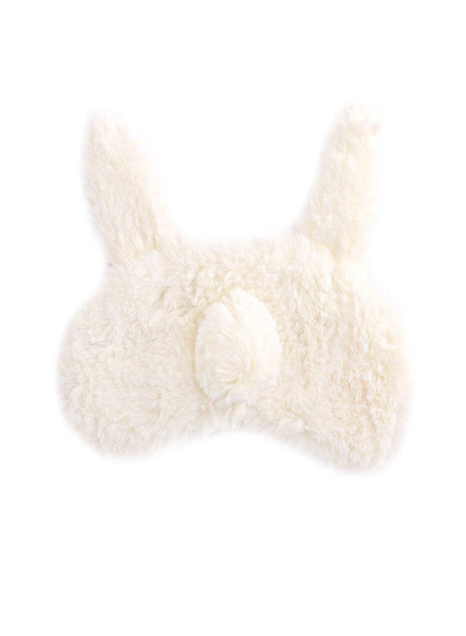 surell - Faux Rex Rabbit Fur Bunny Sleep Mask - Cute Fun Fluffy Sleeping Eye Covering for Girls - (Ivory - Image 1