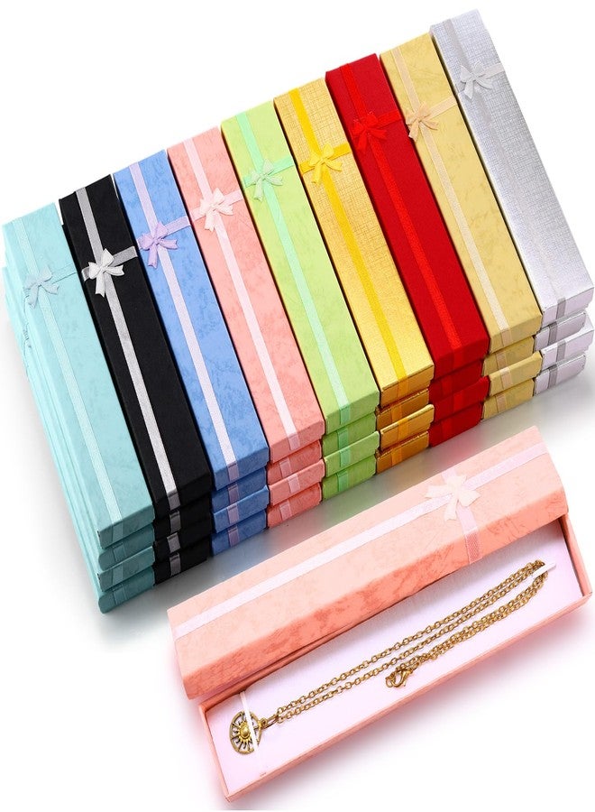 شير علب هدايا مجوهرات من شير، 36 قطعة، 9 ألوان، 7.9 × 1.6 بوصة - علب هدايا مجوهرات مع حشوات إسفنجية وعقدة شريطية لأعياد الميلاد والزفاف والذكرى السنوية (لون أنيق) - Image 1