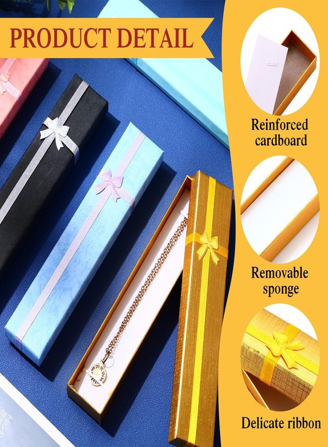 شير علب هدايا مجوهرات من شير، 36 قطعة، 9 ألوان، 7.9 × 1.6 بوصة - علب هدايا مجوهرات مع حشوات إسفنجية وعقدة شريطية لأعياد الميلاد والزفاف والذكرى السنوية (لون أنيق) - Image 3