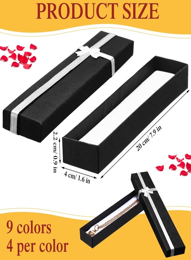 شير علب هدايا مجوهرات من شير، 36 قطعة، 9 ألوان، 7.9 × 1.6 بوصة - علب هدايا مجوهرات مع حشوات إسفنجية وعقدة شريطية لأعياد الميلاد والزفاف والذكرى السنوية (لون أنيق) - Image 2