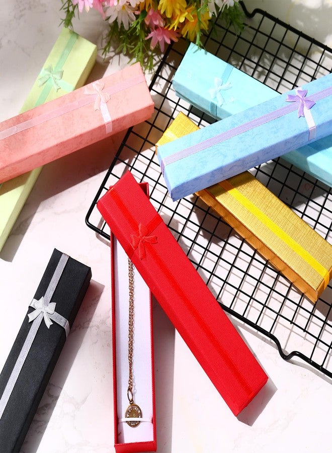 شير علب هدايا مجوهرات من شير، 36 قطعة، 9 ألوان، 7.9 × 1.6 بوصة - علب هدايا مجوهرات مع حشوات إسفنجية وعقدة شريطية لأعياد الميلاد والزفاف والذكرى السنوية (لون أنيق) - Image 5