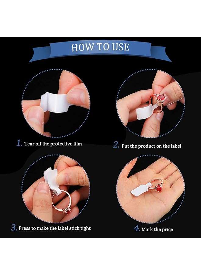 erorex Blank Jewelry Price Tags Stickers White Jewelry Price Label Self Adhesive Short Dumbbell Barbell Label For Necklace Earring Price Identify Rectangle Label 200 Pieces - Image 2