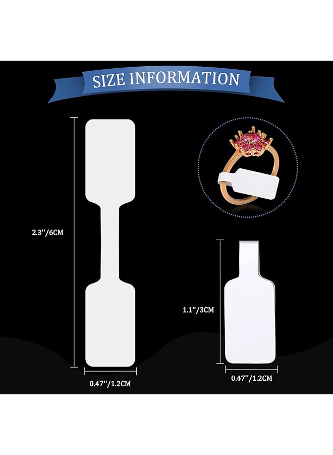 erorex Blank Jewelry Price Tags Stickers White Jewelry Price Label Self Adhesive Short Dumbbell Barbell Label For Necklace Earring Price Identify Rectangle Label 200 Pieces - Image 3