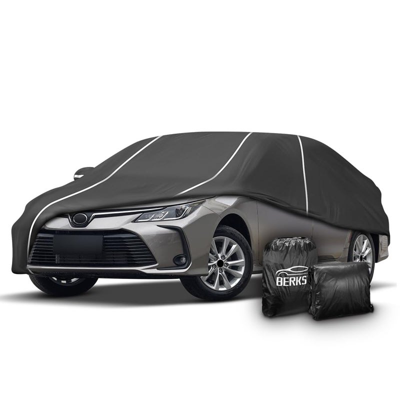 Fluorescent Strip Design Waterproof Car Cover Compatible for Toyota Corolla Sedan 20002024 All Weather 6 Layers Full Car Cover Safe Parking at Night with Storage Bag