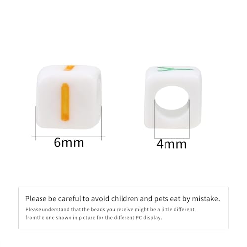 NITOPUPU Acrylic Letter Beads Alphabet Colorful Letter White Cube Beads for Friendship Bracelets and Gifts Souvenir Jewelry Making(6 * 6mm Cube, 900pcs) - Image 3