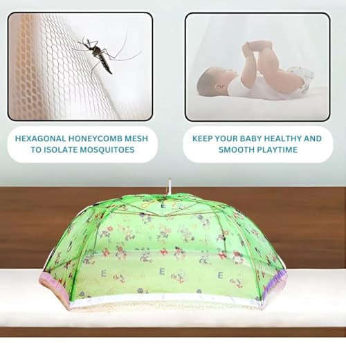 DIVAYANSHI Farmer King MAT Umbrella Style Baby Mosquito Net | Full Cover Protection for 0-3 Years | Foldable, Breathable, Portable Baby Net for Newborns & Infants (Pink) - Image 3