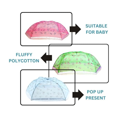 DIVAYANSHI Farmer King MAT Umbrella Style Baby Mosquito Net | Full Cover Protection for 0-3 Years | Foldable, Breathable, Portable Baby Net for Newborns & Infants (Pink) - Image 2