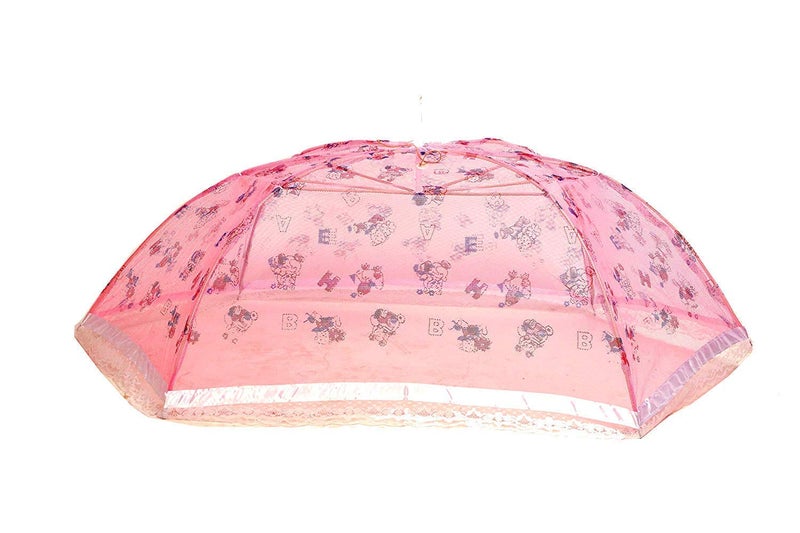DIVAYANSHI Farmer King MAT Umbrella Style Baby Mosquito Net | Full Cover Protection for 0-3 Years | Foldable, Breathable, Portable Baby Net for Newborns & Infants (Pink) - Image 1
