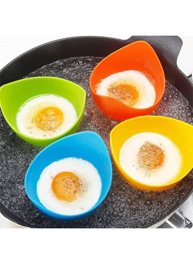 HS - Egg Poacher Cups, Egg Boiler Mold Cup, Silicone Egg Poachers, Egg Poaching Cups with Ring Standers, Poached Egg Cups for Microwave Air Fryer Stovetop Egg Cooking, Non-Stick BPA-Free, Set Of 4 - Image 1