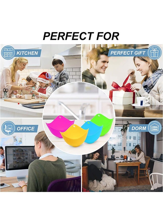 HS - Egg Poacher Cups, Egg Boiler Mold Cup, Silicone Egg Poachers, Egg Poaching Cups with Ring Standers, Poached Egg Cups for Microwave Air Fryer Stovetop Egg Cooking, Non-Stick BPA-Free, Set Of 4 - Image 1