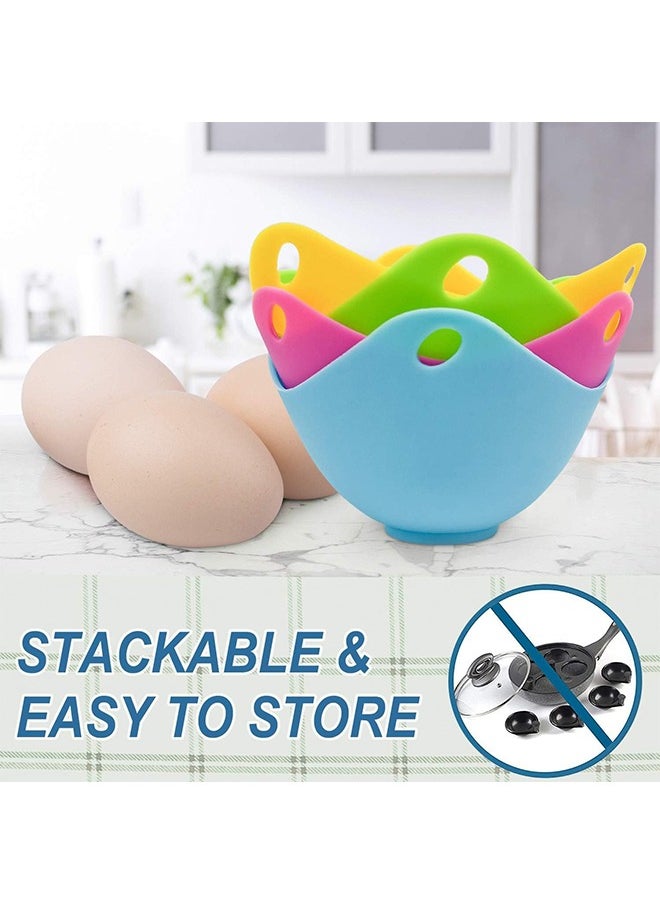 HS - Egg Poacher Cups, Egg Boiler Mold Cup, Silicone Egg Poachers, Egg Poaching Cups with Ring Standers, Poached Egg Cups for Microwave Air Fryer Stovetop Egg Cooking, Non-Stick BPA-Free, Set Of 4 - Image 1
