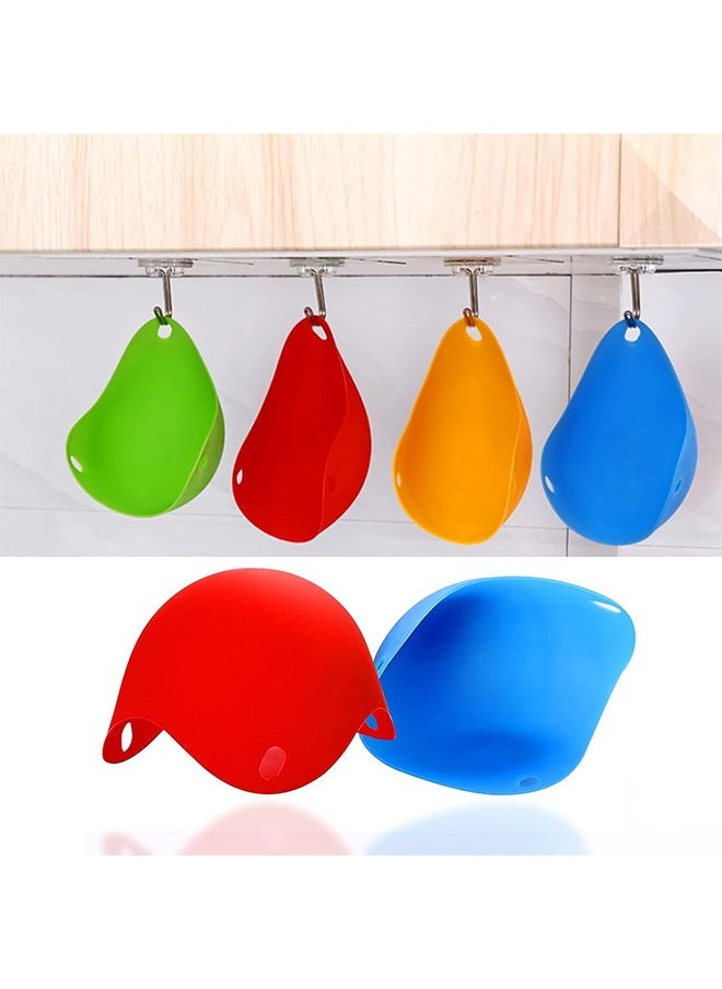 HS - Egg Poacher Cups, Egg Boiler Mold Cup, Silicone Egg Poachers, Egg Poaching Cups with Ring Standers, Poached Egg Cups for Microwave Air Fryer Stovetop Egg Cooking, Non-Stick BPA-Free, Set Of 4 - Image 1