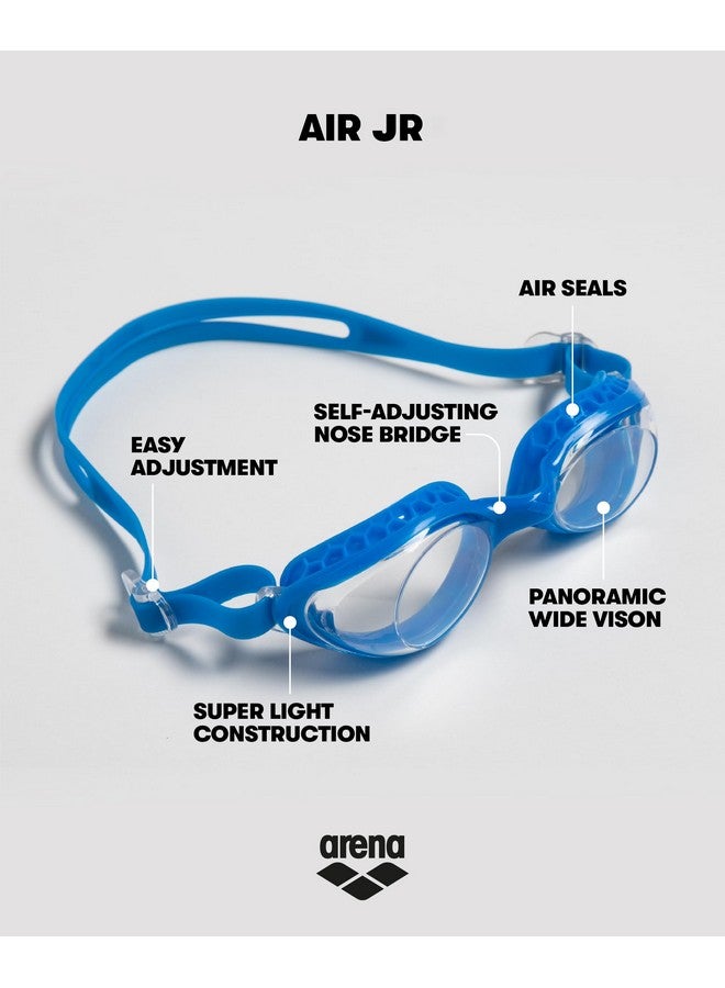 arena Unisex Kids Junior Air Goggles For Swimming Ages 6 To 12 Perfect Fit Air Seals Antifog Coating Nonmirror Lens Adjustable Strap, Blue;Blue - Image 3
