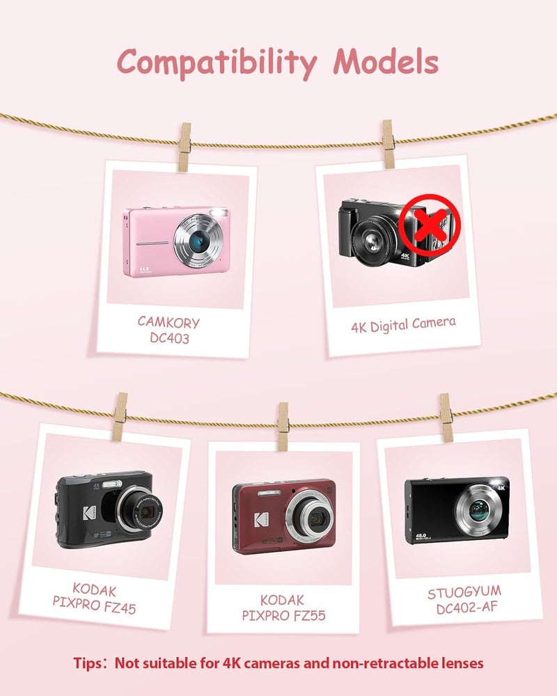 SQERO Cute Pink Camera Case for Digital Cameras with SD Card Storage - Image 2