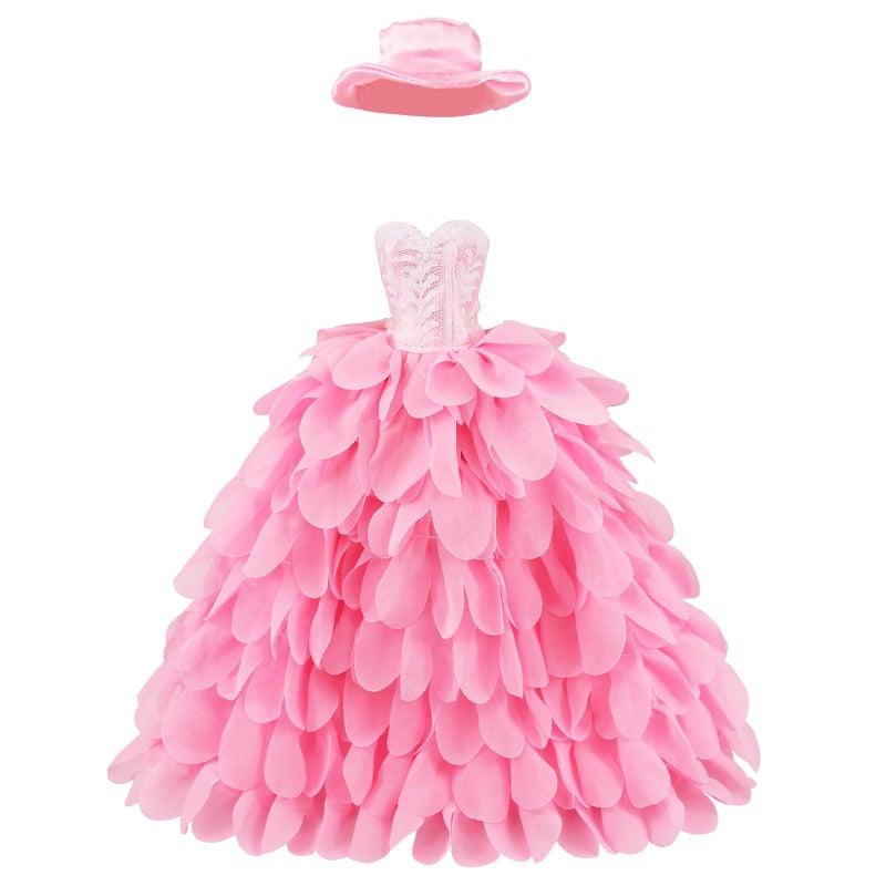 BARWA Princess Evening Party Clothes Wears Dress with Hat Outfit Set for 115 inch Doll - Image 4