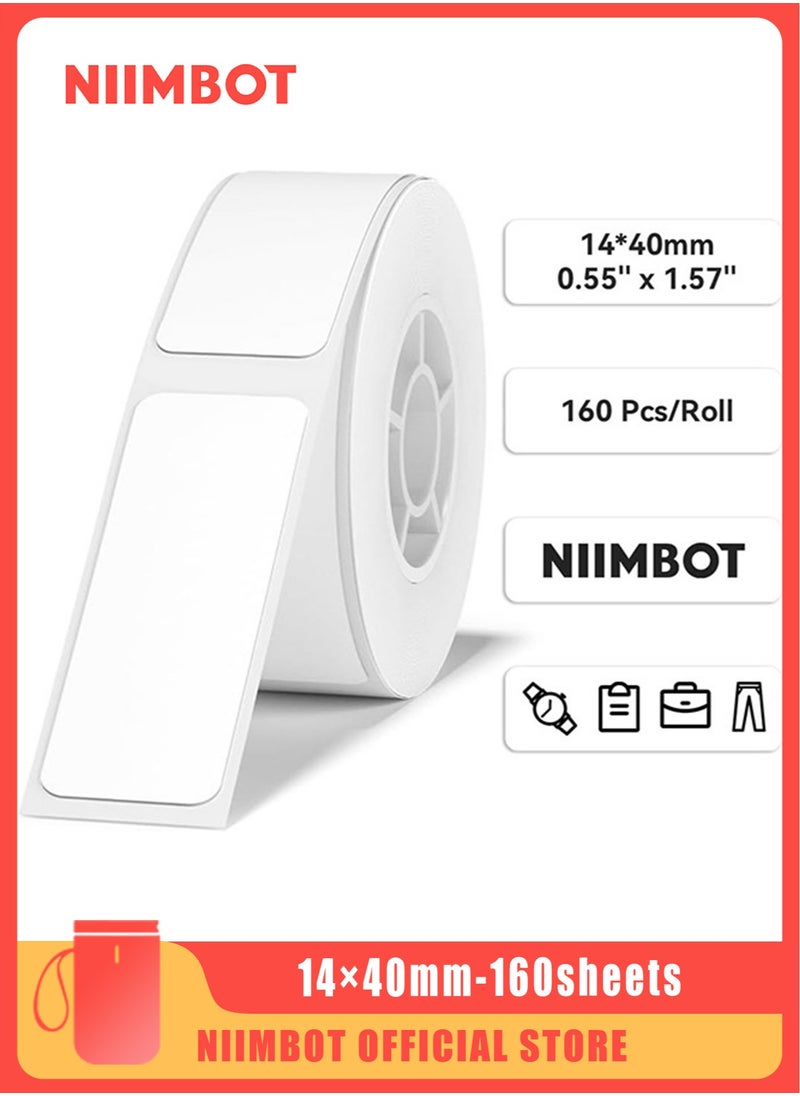 NIIMBOT D11/D110/D101 NIIMBOT Label Maker Tape 14×40mm White Label Print Paper Compatible, Thermal Sticker Paper Waterproof Labeling Tape Replacement 160 Labels/Roll  - Image 1