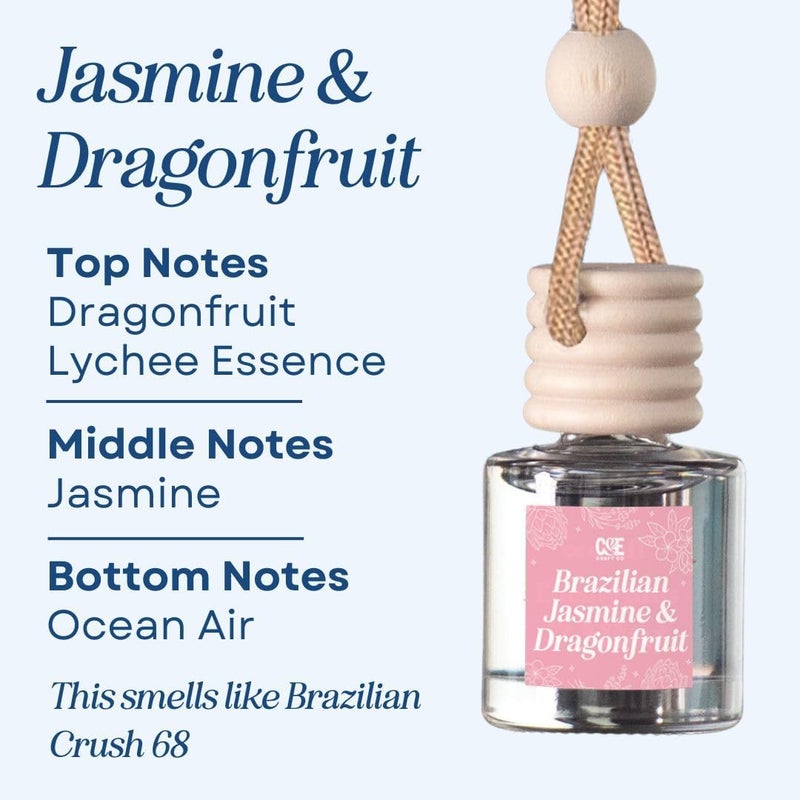 CE CRAFT معطرات السيارة من - ناشر معطر السيارة المعلق - زجاجة قابلة لإعادة الاستخدام مع رائحة زيت سيارة طويلة الأمد - عبوة مزدوجة، فستق + ياسمين برازيلي - Image 2