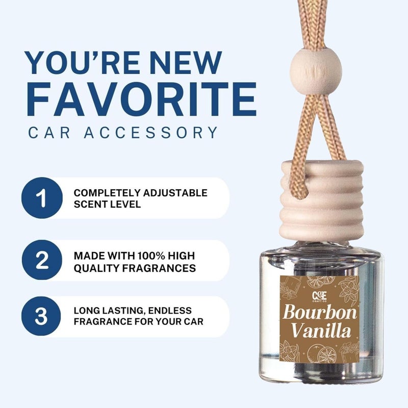 CE CRAFT معطرات السيارة من - ناشر معطر السيارة المعلق - زجاجة قابلة لإعادة الاستخدام مع رائحة زيت سيارة طويلة الأمد - عبوة مزدوجة، فستق + ياسمين برازيلي - Image 5
