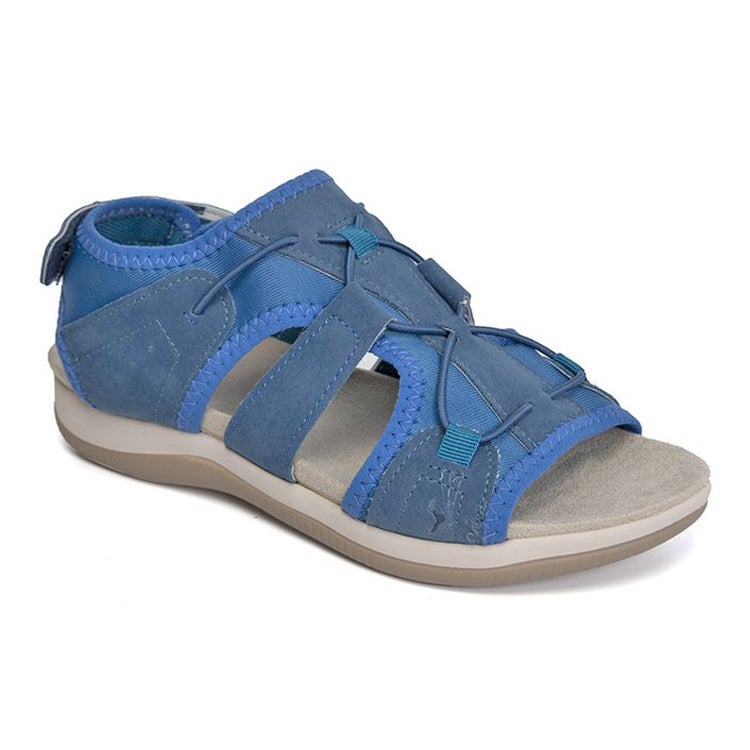2021 New Roman Wedge Sandals Round Toe Velcro Large Size Beach Solid Color Casual Roman Sandals - Image 1
