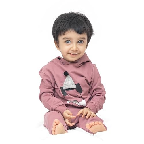 ARIEL Kids Cotton Fleece Full Sleeve Hoodie Sweatshirt & Sweatpant Clothing Set for Boys and Girls (ONION-BONE_2-3 years) - Image 3