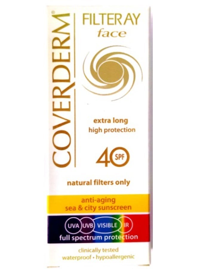 COVERDERM Filteray Face Extra Long High Protection SPF 40 50ml – Daily Facial Sunscreen - Image 1