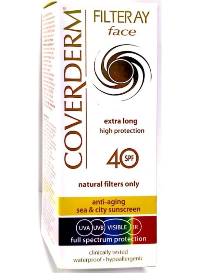 COVERDERM Filteray Face Extra Long High Protection SPF 40 50ml – Daily Facial Sunscreen - Image 5