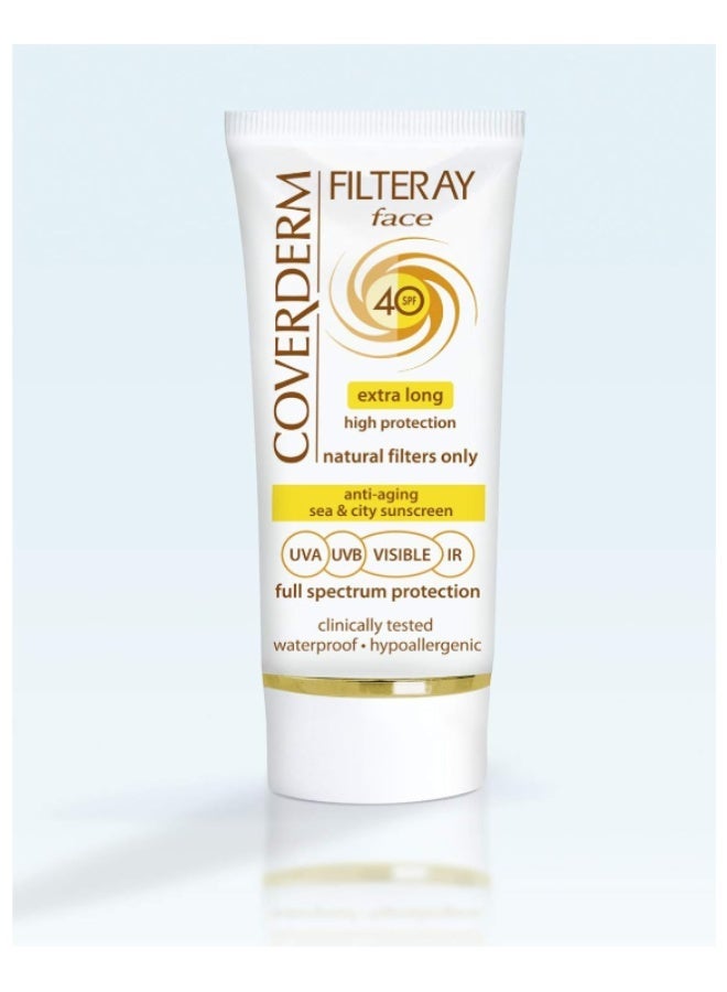 COVERDERM Filteray Face Extra Long High Protection SPF 40 50ml – Daily Facial Sunscreen - Image 2