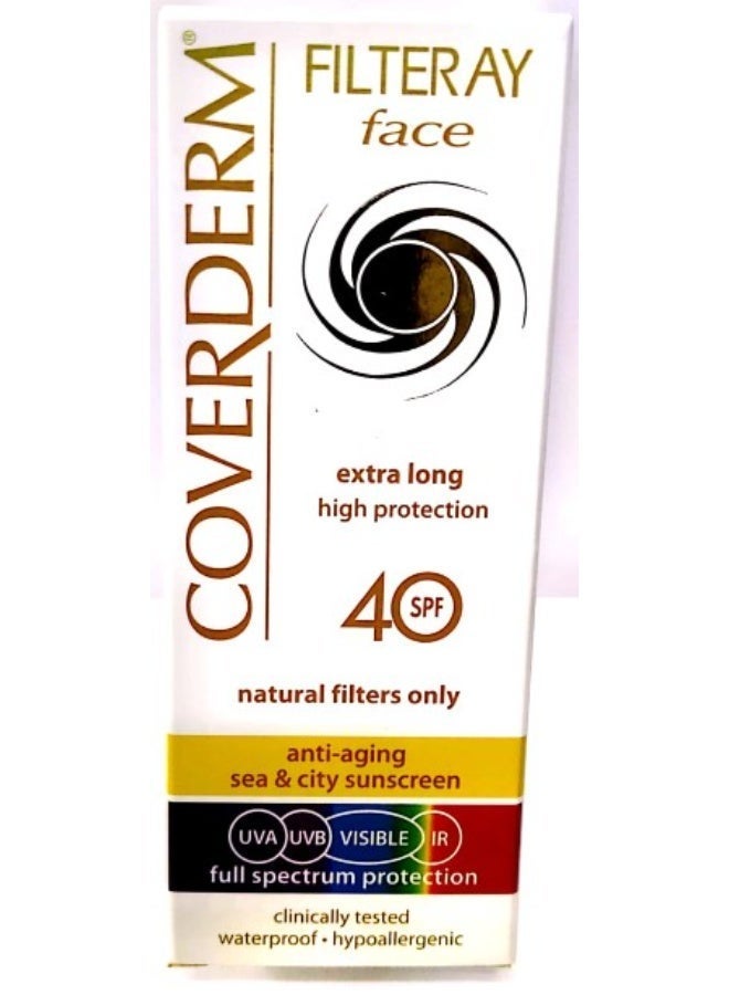COVERDERM Filteray Face Extra Long High Protection SPF 40 50ml – Daily Facial Sunscreen - Image 3