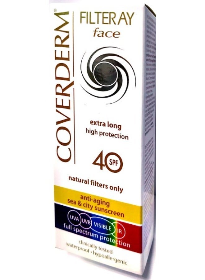 COVERDERM Filteray Face Extra Long High Protection SPF 40 50ml – Daily Facial Sunscreen - Image 4
