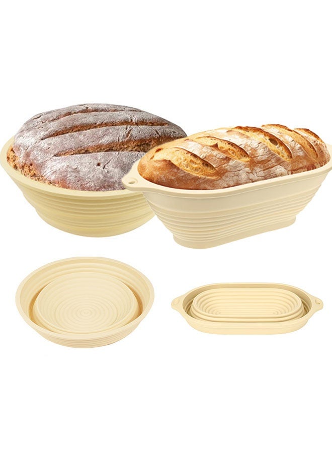 Arabest 2PCS Silicone Banneton Basket,Silicone Bread Proofing Basket,2 Pack Sourdough Baking Supplies Collapsible Proofing Bowl for Home Baking & Beginners making (9 inch Round+10 inch Oval) - Image 1