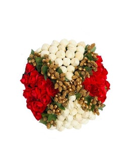 Maahal ™ Artificial Flower Bun Juda Maker Flower Gajra Hair Accessories For Women And Girls Pack01(Colorred & White)  - Image 1