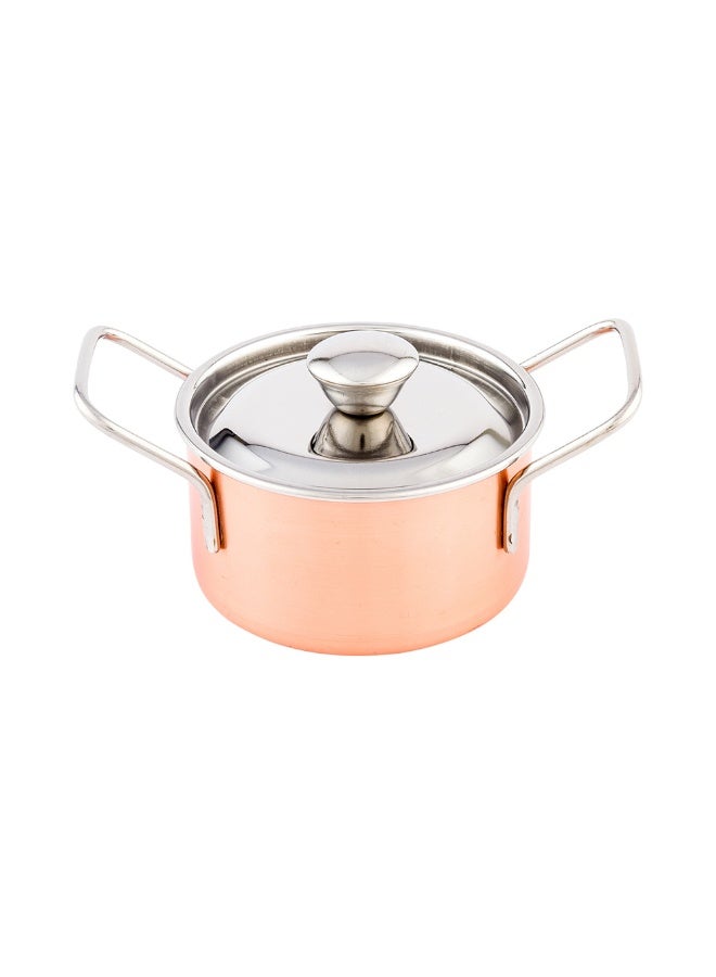 Restaurantware 9 Ounce Small Casserole Dish With Lid, 1 Break-Resistant Individual Casserole Dish - Built-In Handles, Cook And Serve Individual Portions, Copper And Stainless Steel Casserole Soup Pot,  - Image 1