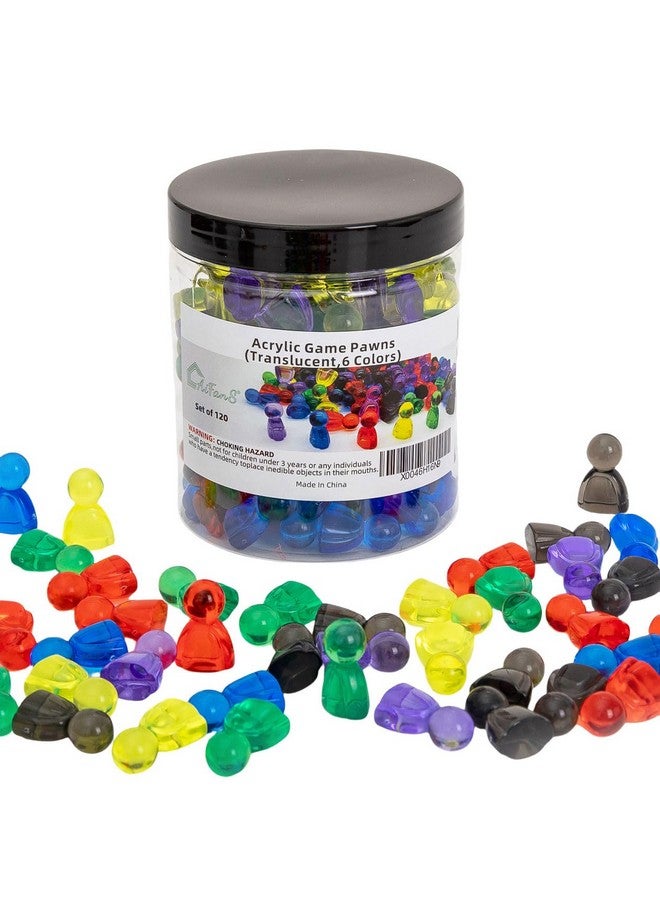 AiFanS 120 Pieces Game Pawns,Game Pieces for Board Games,Plastic Tokens Board Game Accessories with Portable Box(Translucent,6 Colors) - Image 1