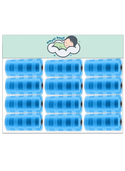 Amchi Baby Disposable Scented Bags pack of 12 rolls/240 Bags- Blue
