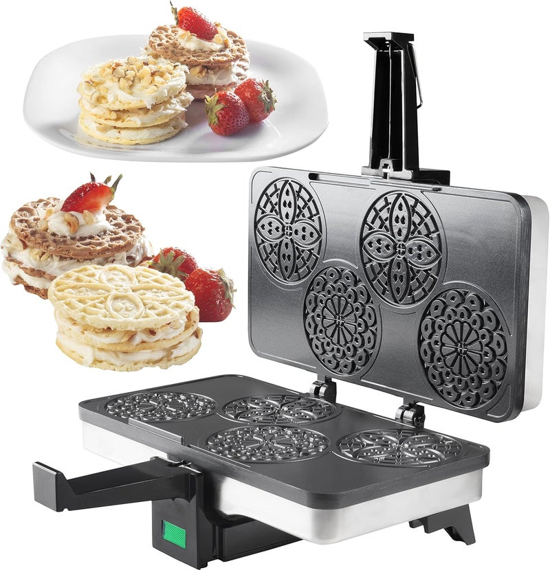 CucinaPro Piccolo Pizzelle Baker- Nonstick Electric Press Makes 4 Mini Holiday Cookies at Once- Recipe Guide Included- Fun Christmas Baking Supplies for Party, Italian Waffle Dessert Treat Making- Gift for Her - Image 5