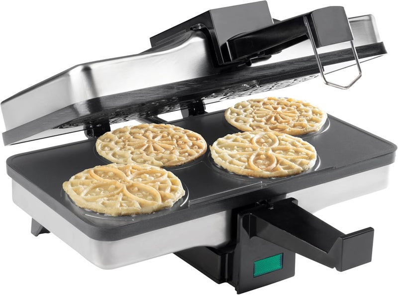 CucinaPro Piccolo Pizzelle Baker- Nonstick Electric Press Makes 4 Mini Holiday Cookies at Once- Recipe Guide Included- Fun Christmas Baking Supplies for Party, Italian Waffle Dessert Treat Making- Gift for Her - Image 1