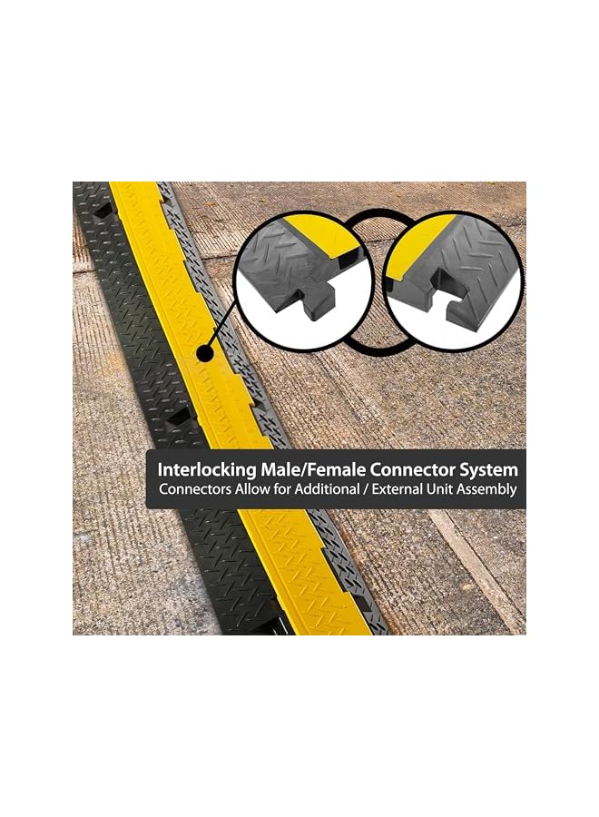 promass Cable Protector Floor Cover Ramp - 1 Channel Cable Protector Rubber Floor Cord Concealer - Heavy Duty Cable Protector Wire/Hose/Pipe Hider Driveway Protective Covering Armor - PCBLCO102X2 (Pair) - Image 4