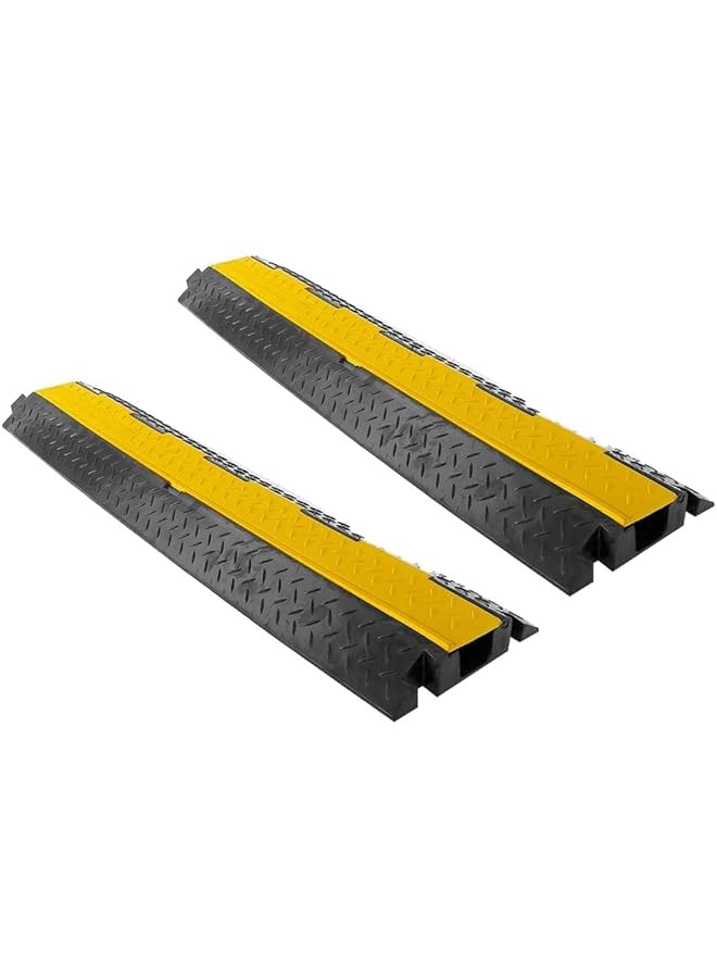 promass Cable Protector Floor Cover Ramp - 1 Channel Cable Protector Rubber Floor Cord Concealer - Heavy Duty Cable Protector Wire/Hose/Pipe Hider Driveway Protective Covering Armor - PCBLCO102X2 (Pair) - Image 1