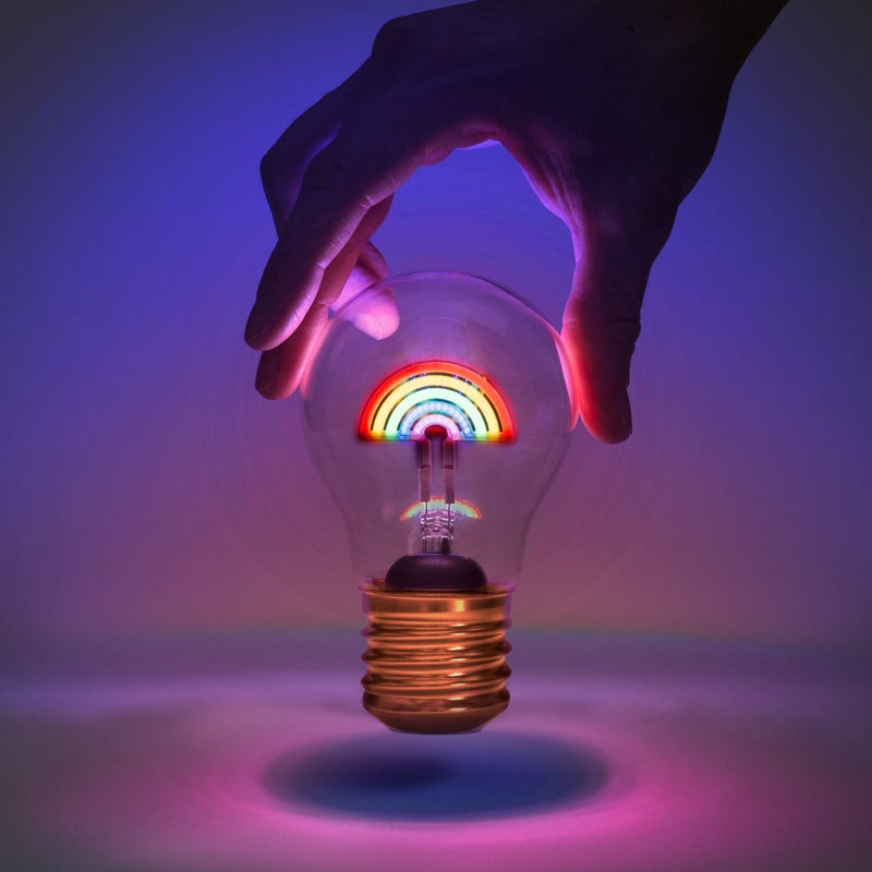 Suck UK Rainbow Lamp Rainbow Light Bulb Cordless Rechargeable Battery LED Neon Light Bulb Bedside Lamp for Girls Retro Style Edison Bulbs Bedroom Accessories USB Charging Night Lights - Image 2