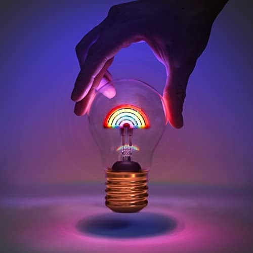 Suck UK Rainbow Lamp Rainbow Light Bulb Cordless Rechargeable Battery LED Neon Light Bulb Bedside Lamp for Girls Retro Style Edison Bulbs Bedroom Accessories USB Charging Night Lights - Image 1